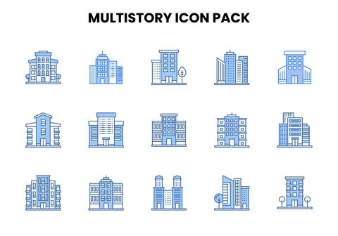 MultiStory Two Colour Scalable Icons Pack Stock Illustration