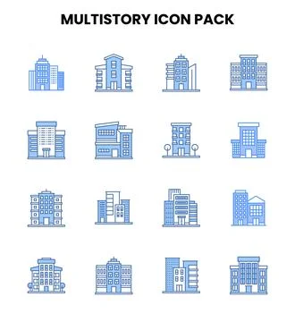 MultiStory Two Colour Vector Icons Pack Ilustración de archivo