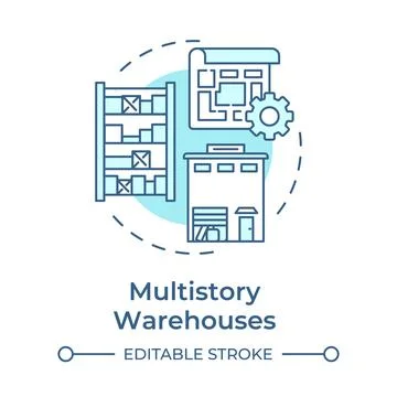 Multistory warehouse soft blue concept icon Illustrazione stock