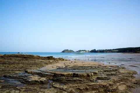 Multistory layered rough and sedimentary rocks Stock Photos