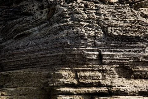 Multistory layered rough and sedimentary rocks Stock Photos