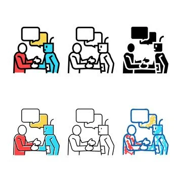 Multistyle artificial intelligence work introduction color icon vector Stock Illustration