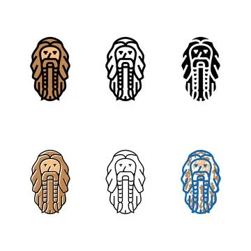 Multistyle beard viking color icon vector Stock Illustration