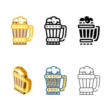 Multistyle beer cup color icon vector flat Stock Illustration