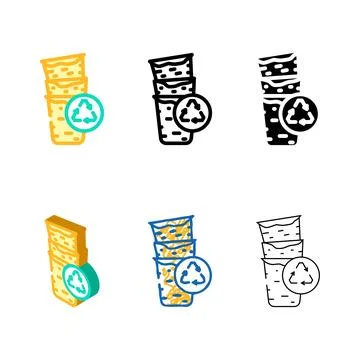 Multistyle biodegradable materials environmental color icon vector Stock Illustration