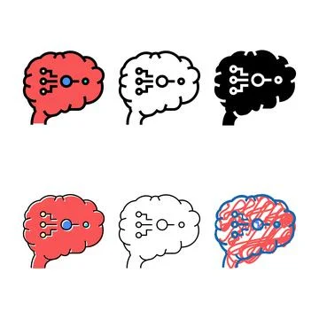 Multistyle biological neural network color icon vector イラスト素材