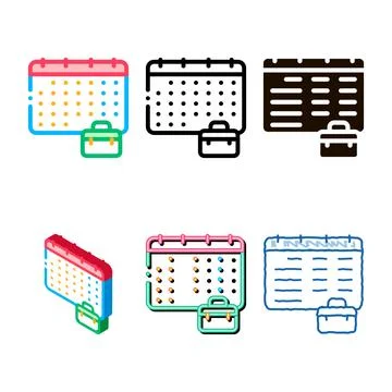 Multistyle calendar and suitcase case job hunting vector icon Stock Illustration