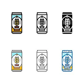 Multistyle can beer drink color icon vector Stock Illustration