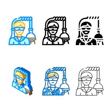 Multistyle chemical engineer technology color icon vector Illustrazione stock