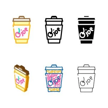 Multistyle coffee cherry syrup color icon vector Stock Illustration