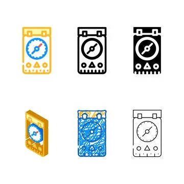Multistyle compass tool color icon vector Stock Illustration