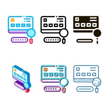 Multistyle credit card study icon vector outline イラスト素材