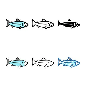 Multistyle fish ocean color icon vector Stock Illustration