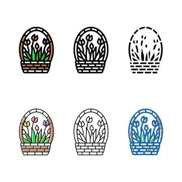 Multistyle flora spring color icon vector Stock Illustration