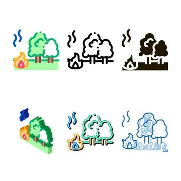 Multistyle forest fire icon vector outline Stock Illustration