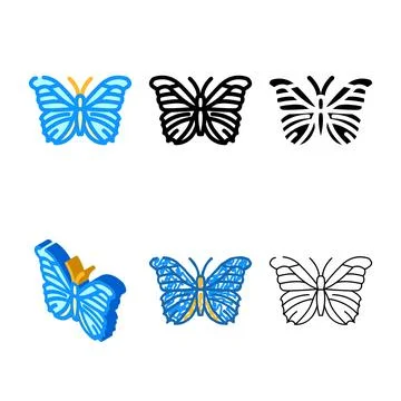 Multistyle giant blue morpho spring color icon vector Stock Illustration
