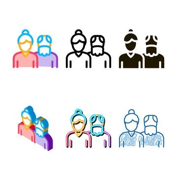 Multistyle grandparents icon vector outline Stock Illustration