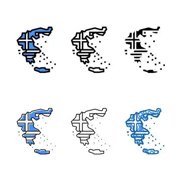 Multistyle greece country map flag color icon vector Stock Illustration