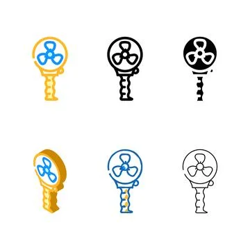 Multistyle handle fan color icon vector Illustration