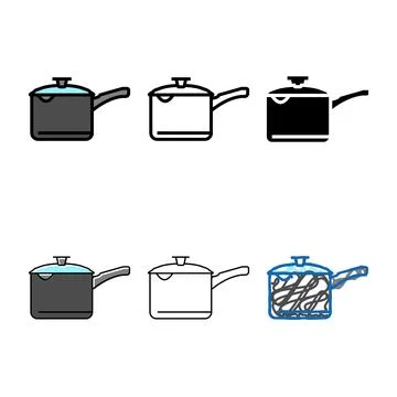 Multistyle handle pot cooking color icon vector Illustration