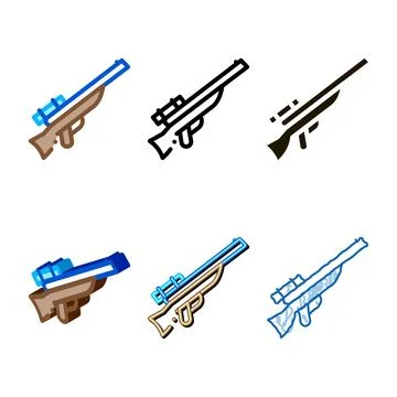Multistyle hunting gun icon vector outline Stock Illustration
