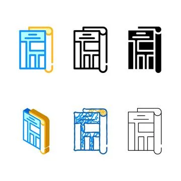 Multistyle journalist newspaper column color icon vector 스톡 일러스트