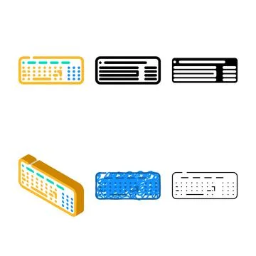 Multistyle keyboard computer color icon vector Stock Illustration