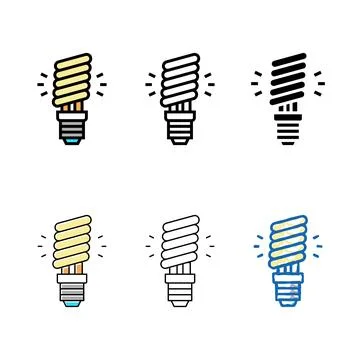 Multistyle lamp energy saving color icon vector Stock Illustration