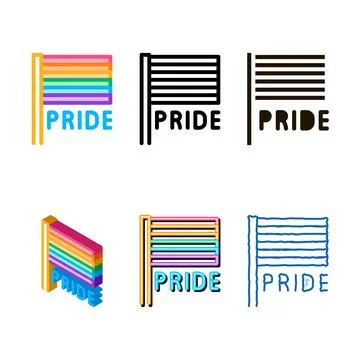 Multistyle lgbt flag icon vector outline Ilustración de archivo