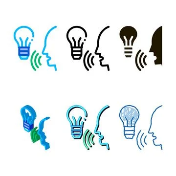 Multistyle lightbulb voice control icon vector Ilustración de archivo