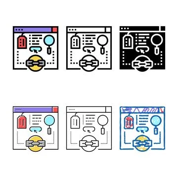 Multistyle links from relevant site color icon vector Stock Illustration