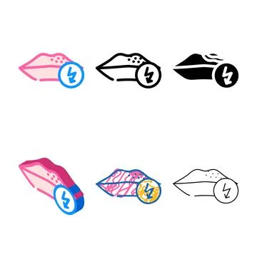 Multistyle lips cutting ache color icon vector Stock Illustration