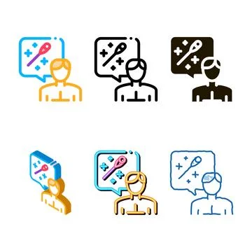 Multistyle man thinking about acupuncture icon vector outline Illustrazione stock