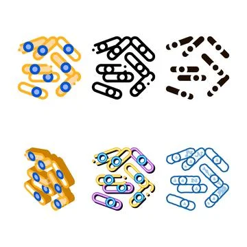 Multistyle microscopic bacterium sticks vector thin line icon Stock Illustration