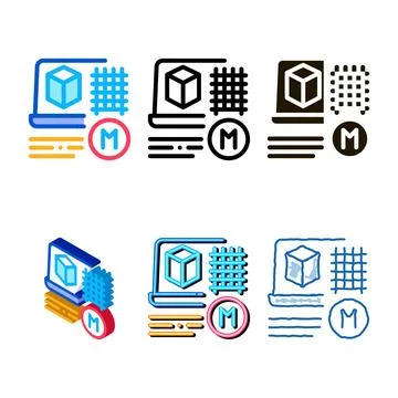 Multistyle modeling of building materials icon vector outline Illustrazione stock