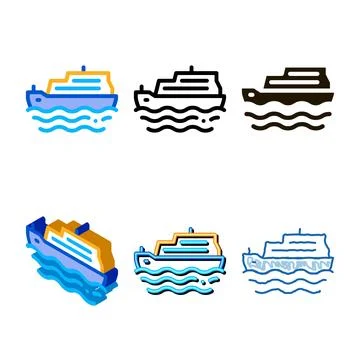 Multistyle pleasure boat icon vector outline Stock Illustration