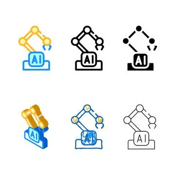 Multistyle robotic arm ai color icon vector Stock Illustration