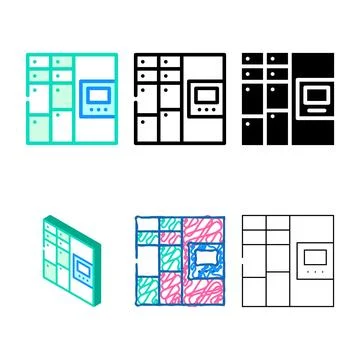 Multistyle self service mail or smart logistic system or digital lock color.. Stock Illustration