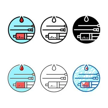 Multistyle sharing needles hiv transmission color icon vector Stock Illustration