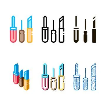 Multistyle shoe repair tools icon vector outline Stock Illustration