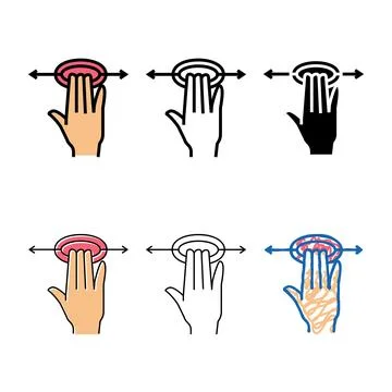 Multistyle smartphone screen touch with three fingers color icon vector 库存插图