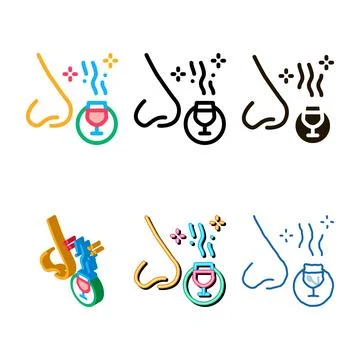Multistyle smelling wine testing icon vector outline Stock Illustration