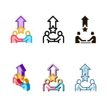 Multistyle successful people contract icon vector outline Stock Illustration