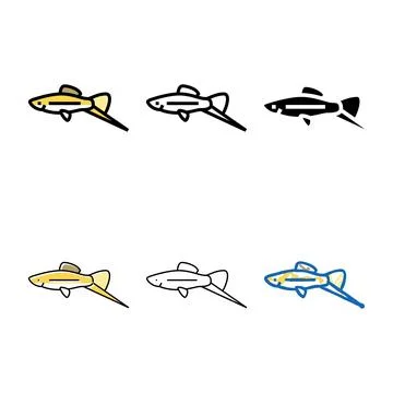 Multistyle swordtail fish color icon vector Stock Illustration