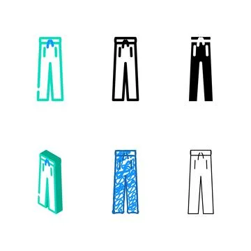 Multistyle track pants apparel color icon vector Stock Illustration