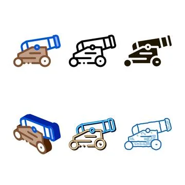 Multistyle vintage cannon icon vector outline Stockillustratie