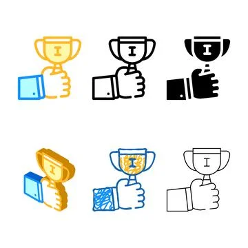 Multistyle winner cup color icon vector sign Stock Illustration