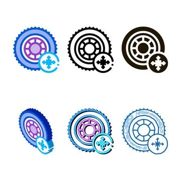 Multistyle winter tires icon vector outline Stock Illustration