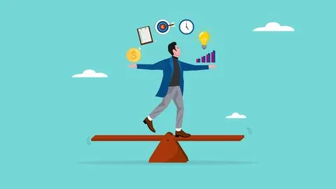 Multitalented worker, multiple project management concept illustration, jug.. Stock Illustration