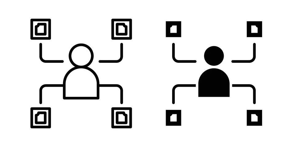 Multitask icon linear versions pack on white background Illustrazione stock